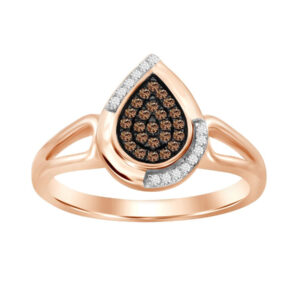 LADIES RING 0.15CT ROUND/DARK BROWN DIAMOND 14K ROSE GOLD