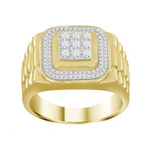 MEN'S RING 0.50CT ROUND DIAMOND 14K YELLOW GOLD