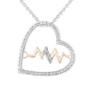 LADIES PENDANT WITH CHAIN 0.15CT ROUND DIAMOND 10K WHITE/ROSE GOLD