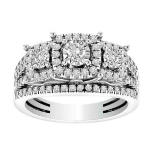 LADIES RING 1.00CT ROUND DIAMOND 10K WHITE GOLD