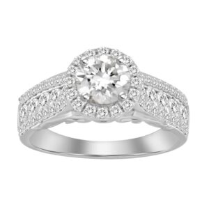 LADIES RING 0.80CT ROUND DIAMOND 14K WHITE GOLD(SI QUALITY) (CENTER STONE 0.50 CT ROUND DIAMOND)