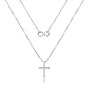 LADIES NECKLACE 0.10CT ROUND DIAMOND  STERLING SILVER/WHITE