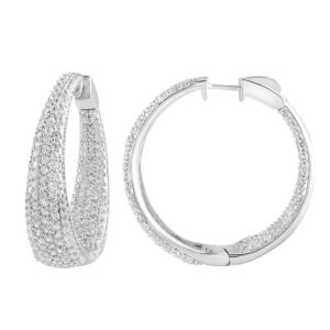 LADIES EARRINGS 5.00CT ROUND DIAMOND 14K WHITE GOLD