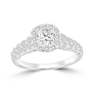 LADIES RING 0.55CT ROUND/PRINCESS DIAMOND 14K WHITE GOLD (CENTER STONE 0.33 CT PRINCESS DIAMOND)