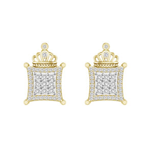 LADIES EARRINGS 0.33CT ROUND DIAMOND 10K YELLOW GOLD