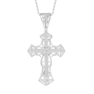 MEN'S PENDANT 0.50CT ROUND/BAGUETTE DIAMOND 10K WHITE GOLD