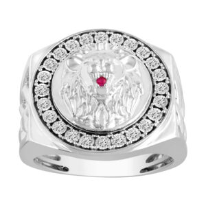 MEN'S RING 0.25CT ROUND DIAMOND 10K WHITE GOLD