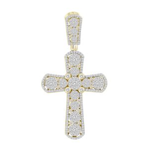 MEN'S PENDANT 2.70CT ROUND DIAMOND 10K YELLOW GOLD