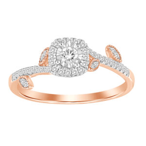 LADIES RING 0.25CT ROUND DIAMOND  STERLING SILVER/ROSE
