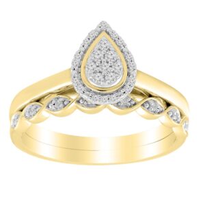 LADIES BRIDAL SET 0.15CT ROUND DIAMOND 10K YELLOW GOLD