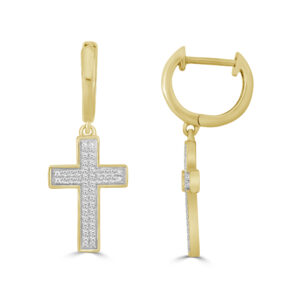 LADIES EARRINGS 0.16CT ROUND DIAMOND 10K YELLOW GOLD