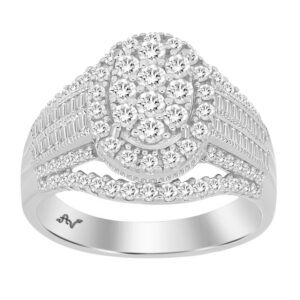 LADIES RING 3.00CT ROUND/BAGUETTE DIAMOND 10K WHITE GOLD