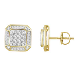 LADIES EARRINGS 1.00CT ROUND DIAMOND 10K YELLOW GOLD