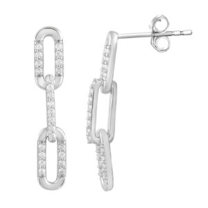 LADIES EARRINGS 0.25CT ROUND DIAMOND  STERLING SILVER/WHITE