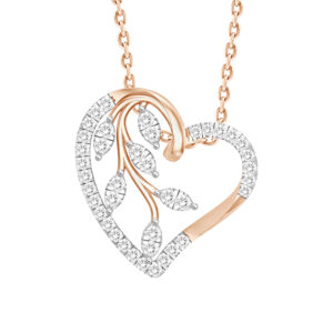 LADIES PENDANT WITH CHAIN 0.25CT ROUND DIAMOND 10K ROSE GOLD