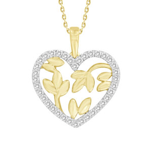 LADIES PENDANT WITH CHAIN 0.16CT ROUND DIAMOND 10K YELLOW GOLD