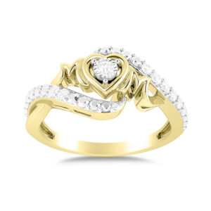 LADIES RING 0.10CT ROUND DIAMOND 10K YELLOW GOLD