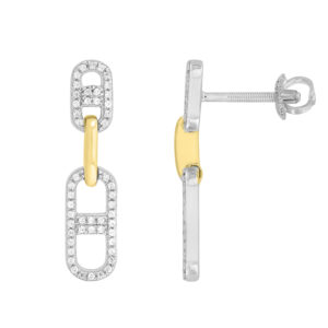 LADIES EARRINGS 0.20CT ROUND DIAMOND 10K WHITE/YELLOW GOLD