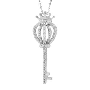 LADIES PENDANT 0.20CT ROUND DIAMOND 10K WHITE GOLD