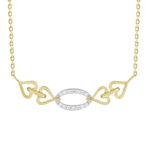 LADIES NECKLACE 0.10CT ROUND DIAMOND 10K YELLOW GOLD