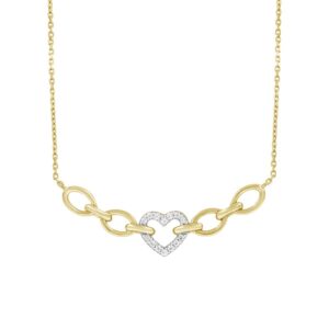 LADIES NECKLACE 0.10CT ROUND DIAMOND 10K YELLOW GOLD