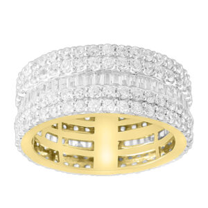 LADIES BAND 2.80CT ROUND/BAGUETTE  DIAMOND 14K YELLOW GOLD