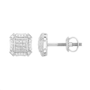 LADIES EARRINGS 0.16CT ROUND DIAMOND 10K WHITE GOLD