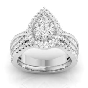 LADIES BRIDAL SET 1.25CT ROUND DIAMOND 14K WHITE GOLD