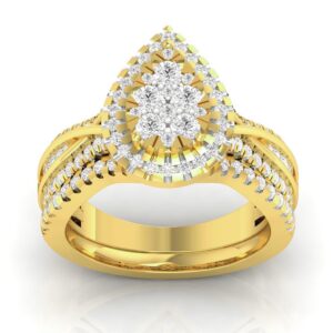 LADIES BRIDAL SET 1.25CT ROUND DIAMOND 14K YELLOW GOLD