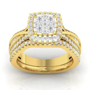 LADIES BRIDAL SET 1.25CT ROUND DIAMOND 14K YELLOW GOLD