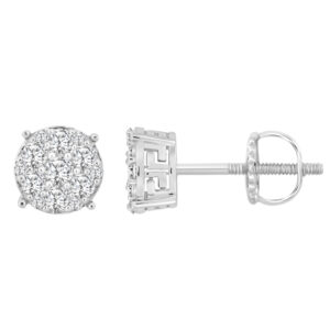 LADIES EARRINGS 1.50CT ROUND DIAMOND 10K WHITE GOLD