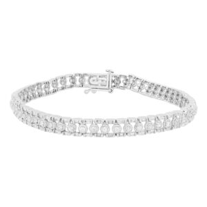 LADIES BRACELET 2.00CT ROUND/BAGUETTE DIAMOND 10K WHITE GOLD
