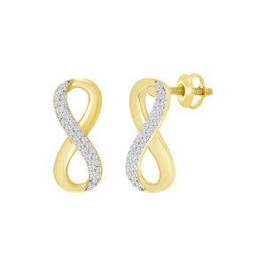 LADIES EARRINGS 0.16CT  ROUND DIAMOND 10K YELLOW GOLD