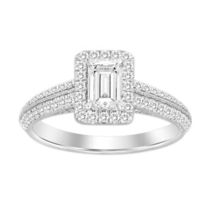 LADIES RING 0.50CT ROUND/EMERALD DIAMOND 14K WHITE GOLD (CENTER STONE 0.50 CT EMERALD DIAMOND)