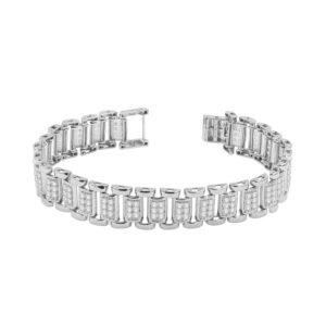 MEN'S BRACELET 5.00CT ROUND DIAMOND 10K WHITE GOLD