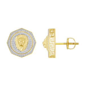 LADIES EARRINGS 0.33CT ROUND/RUBY DIAMOND 10K YELLOW GOLD