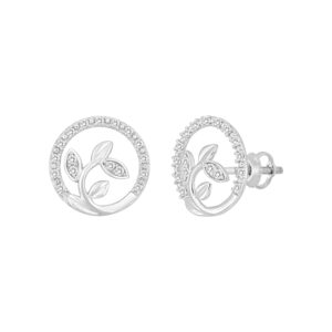 LADIES EARRINGS 0.20CT ROUND DIAMOND 10K WHITE GOLD
