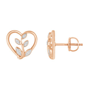 LADIES EARRINGS 0.10CT  ROUND DIAMOND 10K ROSE GOLD