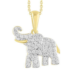 LADIES PENDANT WITH CHAIN 0.25CT ROUND DIAMOND 10K YELLOW GOLD