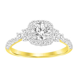LADIES RING 0.75CT ROUND DIAMOND 14K YELLOW GOLD(SI QUALITY) (CENTER STONE 0.50 CT ROUND DIAMOND)
