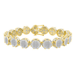 MEN'S BRACELET 1.25CT ROUND DIAMOND 10K YELLOW GOLD
