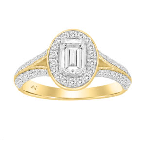 LADIES BRIDAL SET SEMI MOUNT 0.50CT ROUND DIAMOND 14K YELLOW GOLD (SI QUALITY)