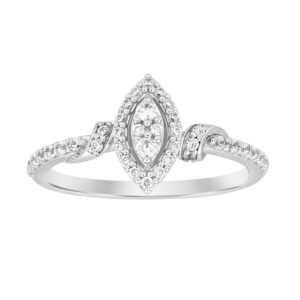 LADIES RING 0.33CT ROUND DIAMOND 10K WHITE GOLD