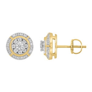 LADIES EARRINGS 0.75CT ROUND DIAMOND 10K YELLOW GOLD