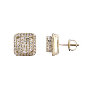 LADIES EARRINGS 0.75CT ROUND DIAMOND 10K YELLOW GOLD