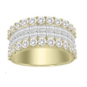 MEN'S BAND 2.00CT ROUND/BAGUETTE DIAMOND 10K YELLOW GOLD