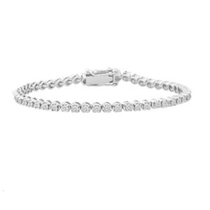 LADIES BRACELET 1.00CT ROUND DIAMOND 14K WHITE GOLD