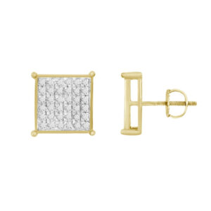 LADIES EARRINGS 0.25CT ROUND DIAMOND 14K YELLOW GOLD