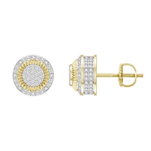 LADIES EARRINGS 0.16CT ROUND DIAMOND  STERLING SILVER/YELLOW