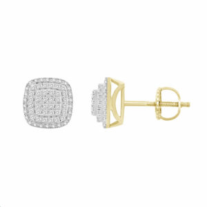 LADIES EARRINGS 0.16CT ROUND DIAMOND  STERLING SILVER/YELLOW